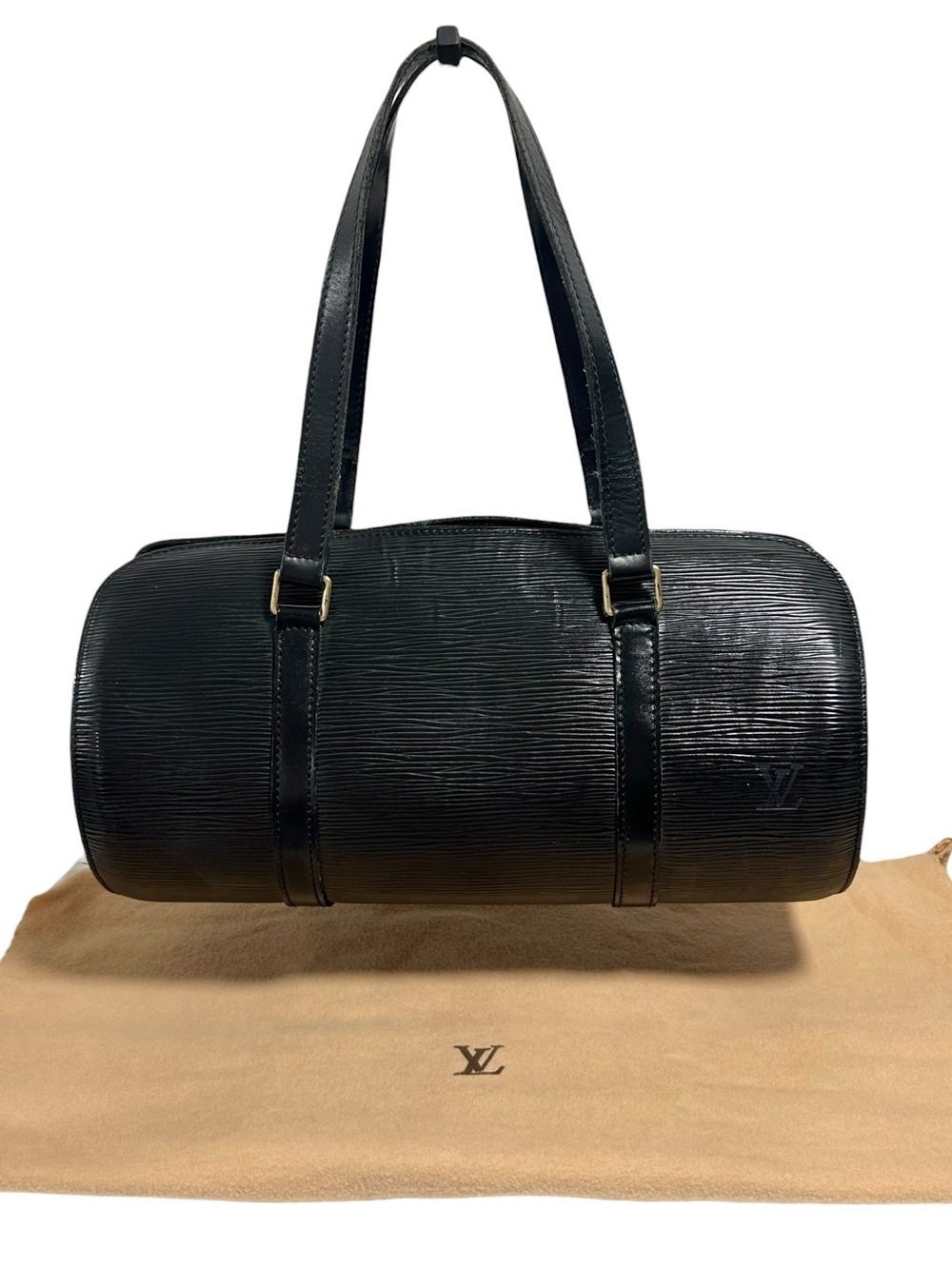Louis Vuitton Black Epi Leather Soufflot Papillon Satchel Bag with Dust Bag